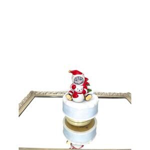 Rare Vintage Kitty Cucumber Cat and Snowman music box, works